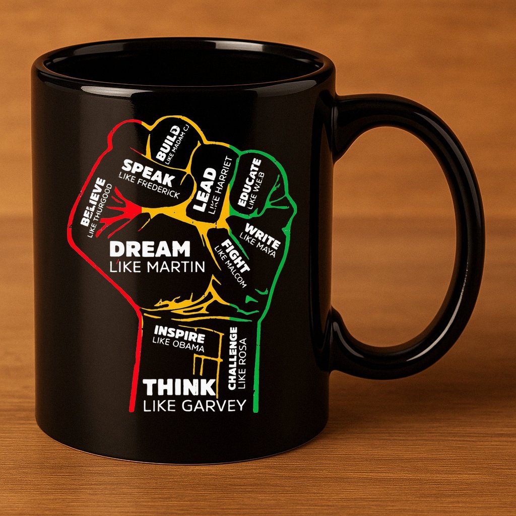 Inspiring Black Leaders Power Fist Hand BHM 11oz C Handle Ceramic Mug