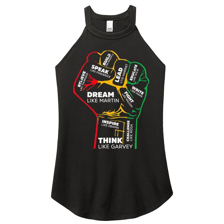 Inspiring Black Leaders Power Fist Hand BHM Women's Perfect Tri Rocker Tank