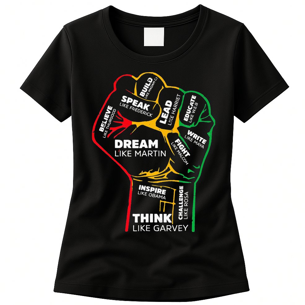 Inspiring Black Leaders Power Fist Hand BHM Womens T-Shirt