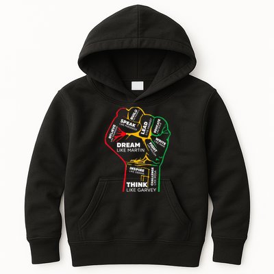 Inspiring Black Leaders Power Fist Hand BHM Kids Hoodie