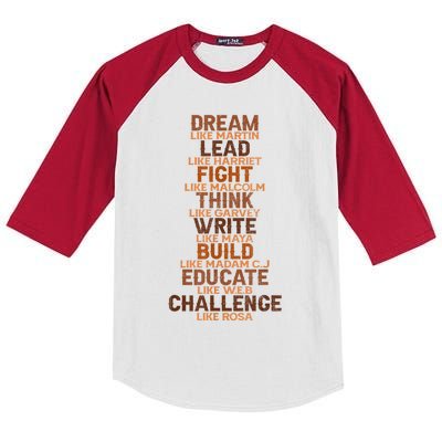 Inspiring Black Leader Black History Month Dream Like Martin Kids Colorblock Raglan Jersey