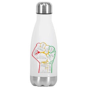 Inspiring Black Leaders Power Fist Hand Black History Month Stainless Steel Insulated Water Bottle