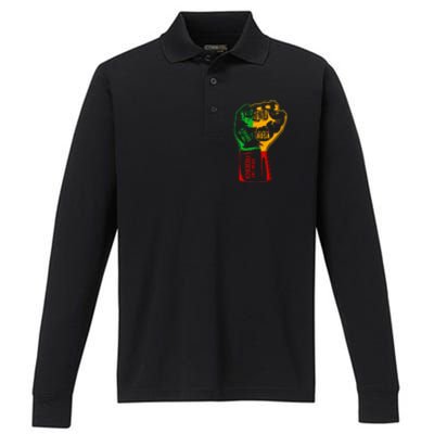 Inspiring Black Leaders Fist Black History Month Funny Gift Performance Long Sleeve Polo