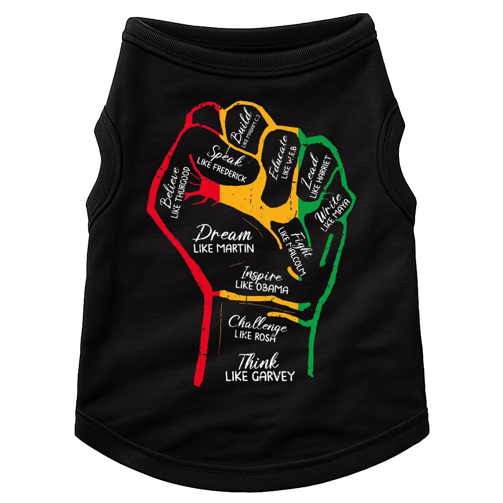 Inspiring Black Leaders Power Fist Hand Black History Month Doggie Tank