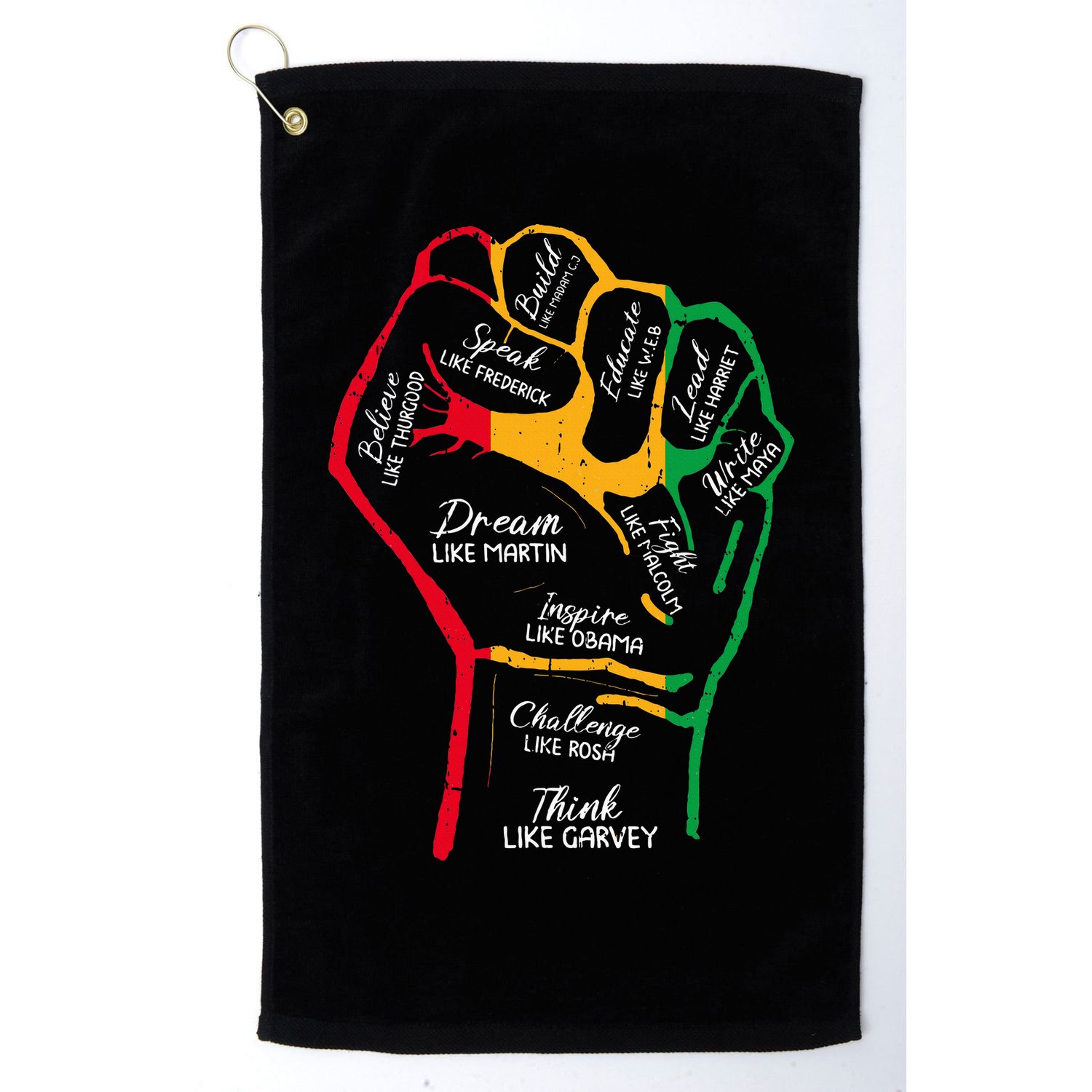 Inspiring Black Leaders Power Fist Hand Black History Month Golf Towel