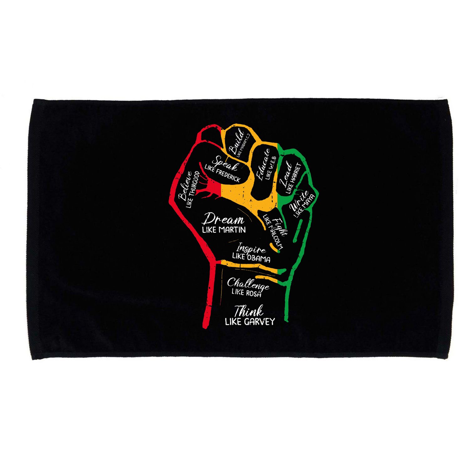 Inspiring Black Leaders Power Fist Hand Black History Month Microfiber Hand Towel