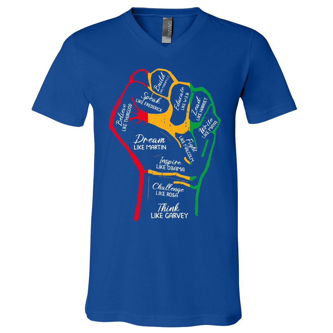 Inspiring Black Leaders Power Fist Hand Black History Month V-Neck T-Shirt