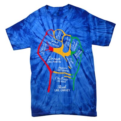 Inspiring Black Leaders Power Fist Hand Black History Month Tie-Dye T-Shirt