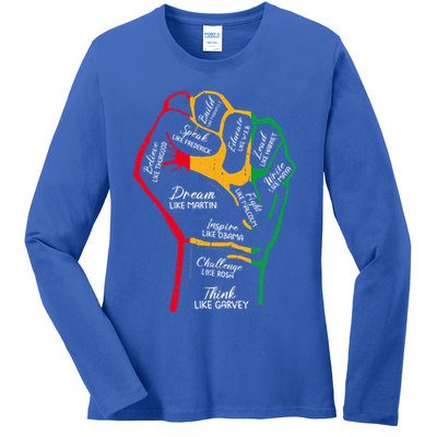 Inspiring Black Leaders Power Fist Hand Black History Month Ladies Long Sleeve Shirt