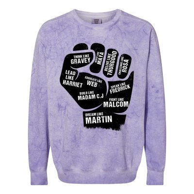 Inspiring Black Leaders Power Fist Hand Black History Month Great Gift Colorblast Crewneck Sweatshirt