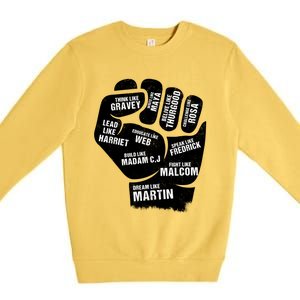 Inspiring Black Leaders Power Fist Hand Black History Month Great Gift Premium Crewneck Sweatshirt