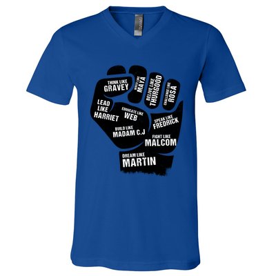 Inspiring Black Leaders Power Fist Hand Black History Month Great Gift V-Neck T-Shirt