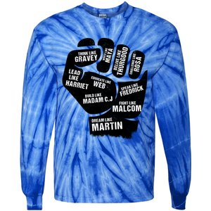 Inspiring Black Leaders Power Fist Hand Black History Month Great Gift Tie-Dye Long Sleeve Shirt