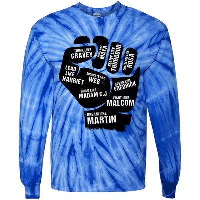 Inspiring Black Leaders Power Fist Hand Black History Month Great Gift Tie-Dye Long Sleeve Shirt