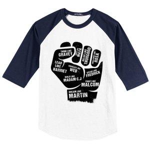 Inspiring Black Leaders Power Fist Hand Black History Month Great Gift Baseball Sleeve Shirt