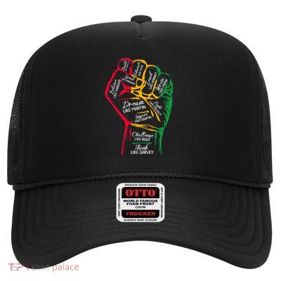 Inspiring Black Leaders Power Fist Hand Black History Month  High Crown Mesh Back Trucker Hat
