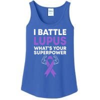 I Battle Lupus Warrior Fighter Lupus Awareness Purple Ribbon Cool Gift Ladies Essential Tank