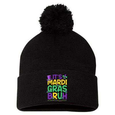 Its Bruh Mardi Gras Bruh Pom Pom 12in Knit Beanie