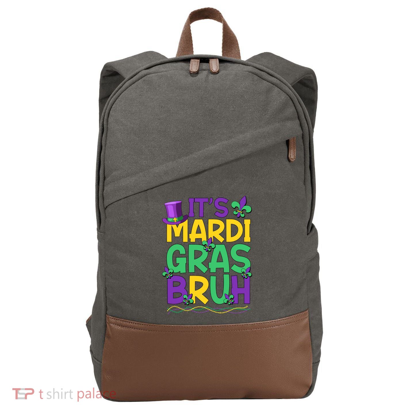 Its Bruh Mardi Gras Bruh Cotton Canvas Backpack