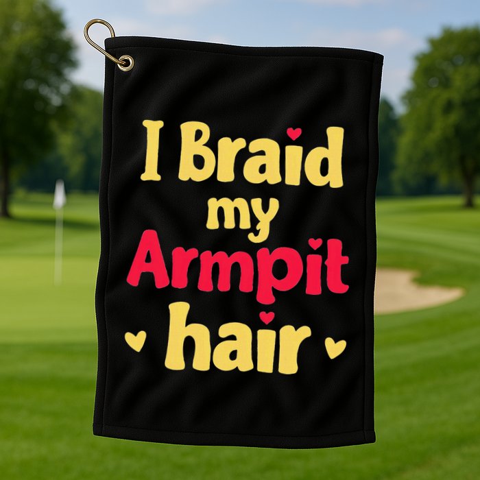 I Braid My Armpit Hair Funny Sarcastic Quote Golf Towel