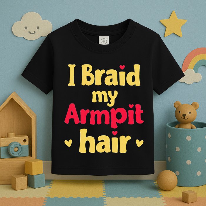 I Braid My Armpit Hair Funny Sarcastic Quote Toddler T-Shirt