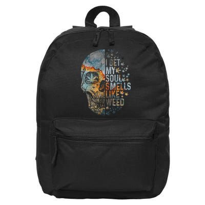 I Bet My Soul Smells Like Weed Skull Cannabis Funny 16 in Basic Backpack