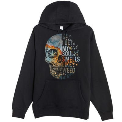 I Bet My Soul Smells Like Weed Skull Cannabis Funny Premium Pullover Hoodie