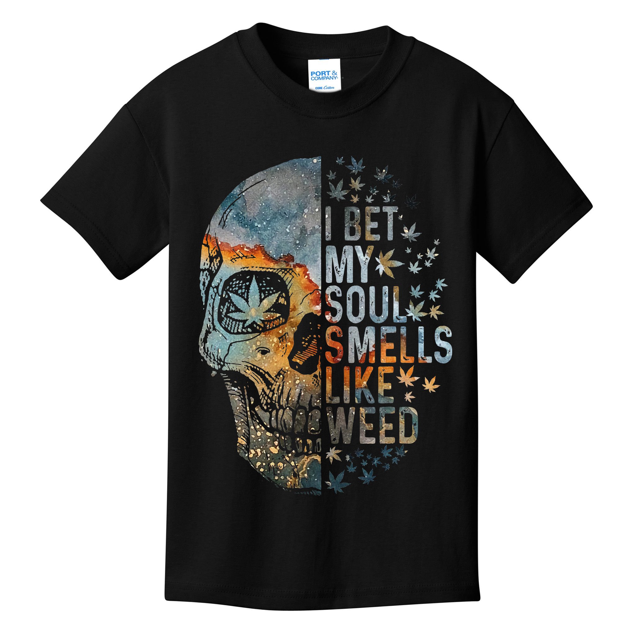 I Bet My Soul Smells Like Weed Skull Cannabis Funny Kids T-Shirt