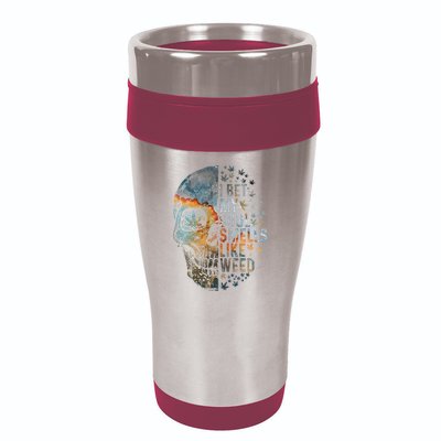 I Bet My Soul Smells Like Weed Skull Cannabis Funny 16oz Travel Tumbler