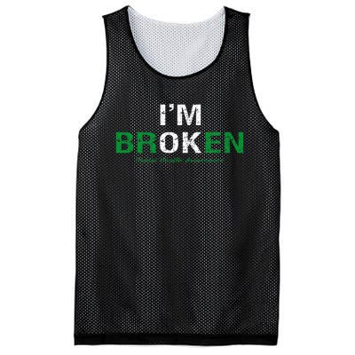 IM Broken Mental Health Awareness Invisible Illness IM Ok Mesh Reversible Basketball Jersey Tank