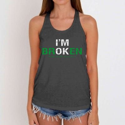 IM Broken Mental Health Awareness Invisible Illness IM Ok Women's Knotted Racerback Tank