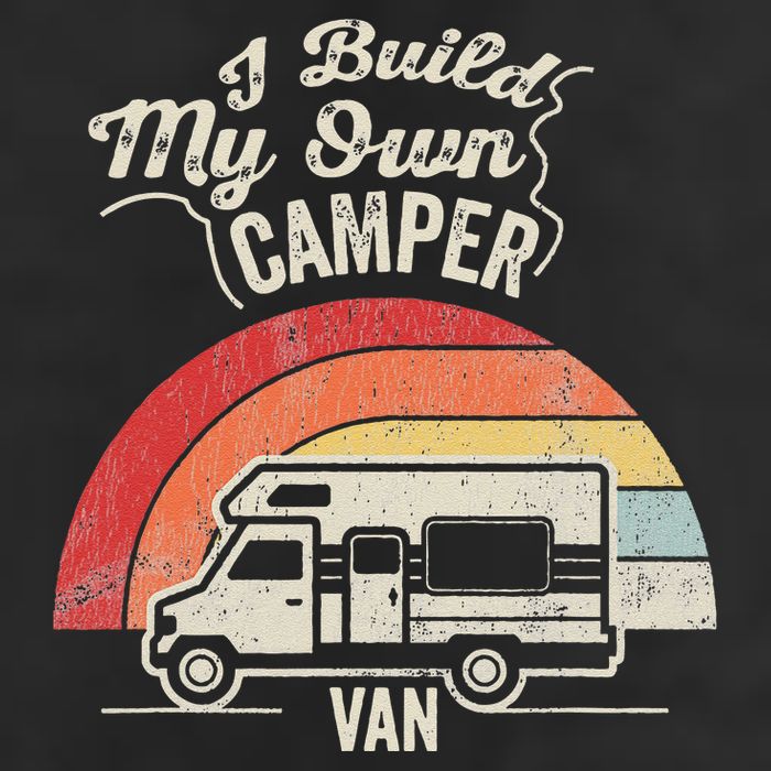 I Build My Own Camper Van Retro Style 7 Panel Mesh Trucker Snapback Hat