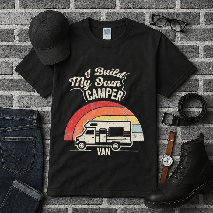 I Build My Own Camper Van Retro Style Tall T-Shirt