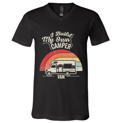 I Build My Own Camper Van Retro Style V-Neck T-Shirt
