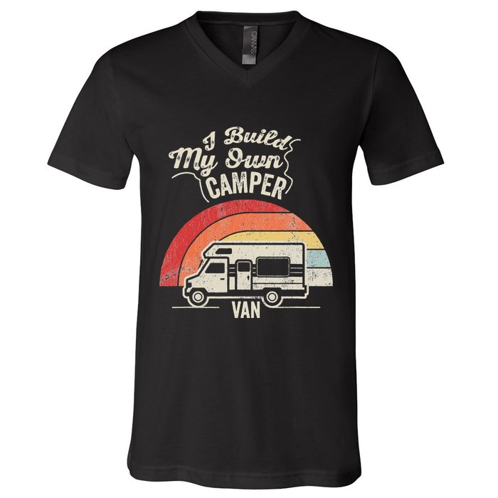 I Build My Own Camper Van Retro Style V-Neck T-Shirt