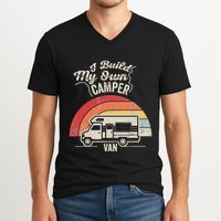 I Build My Own Camper Van Retro Style V-Neck T-Shirt