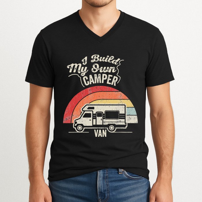 I Build My Own Camper Van Retro Style V-Neck T-Shirt