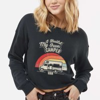 I Build My Own Camper Van Retro Style Cropped Pullover Crew