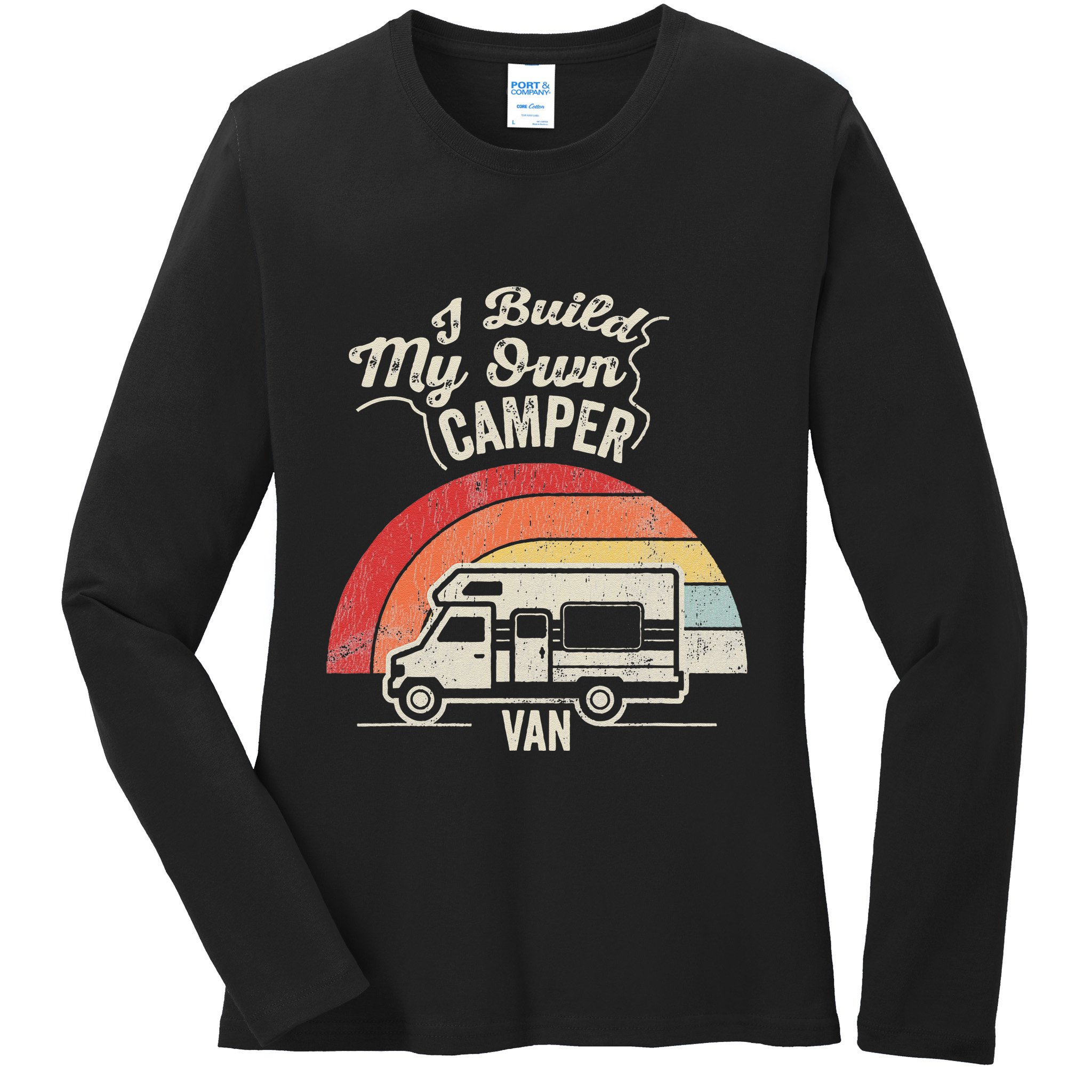 I Build My Own Camper Van Retro Style Ladies Long Sleeve Shirt
