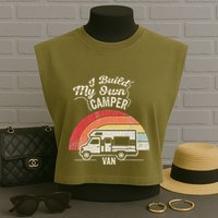 I Build My Own Camper Van Retro Style Garment-Dyed Women's Muscle Tee