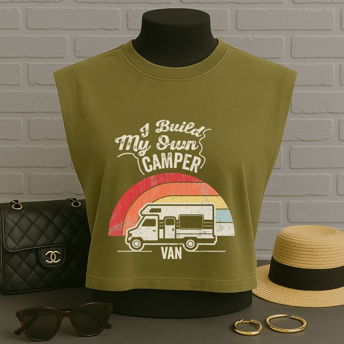 I Build My Own Camper Van Retro Style Garment-Dyed Women's Muscle Tee