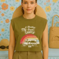 I Build My Own Camper Van Retro Style Garment-Dyed Women's Muscle Tee