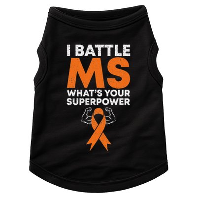 I Battle Ms WhatS Your Superpower Awareness Ribbon Doggie Tank