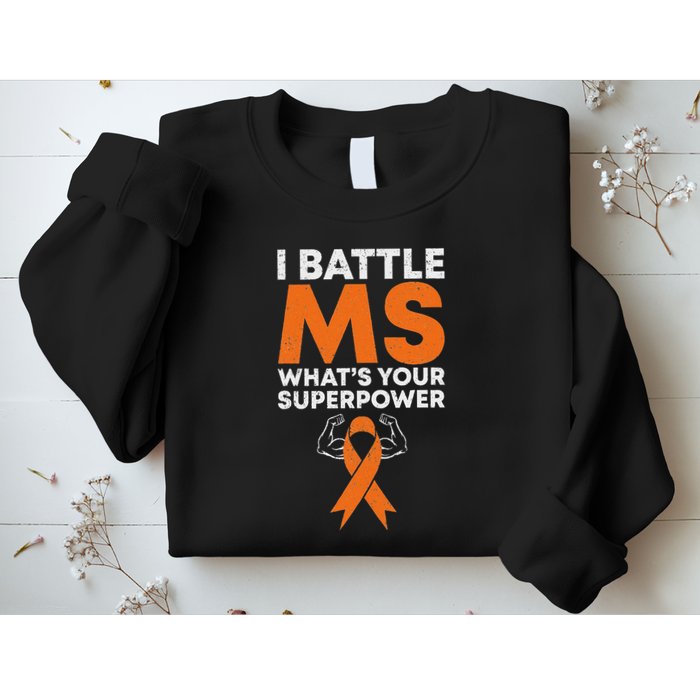 I Battle Ms WhatS Your Superpower Awareness Ribbon Sweatshirt