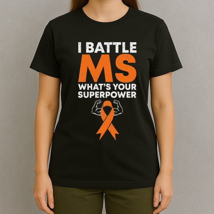 I Battle Ms WhatS Your Superpower Awareness Ribbon T-Shirt