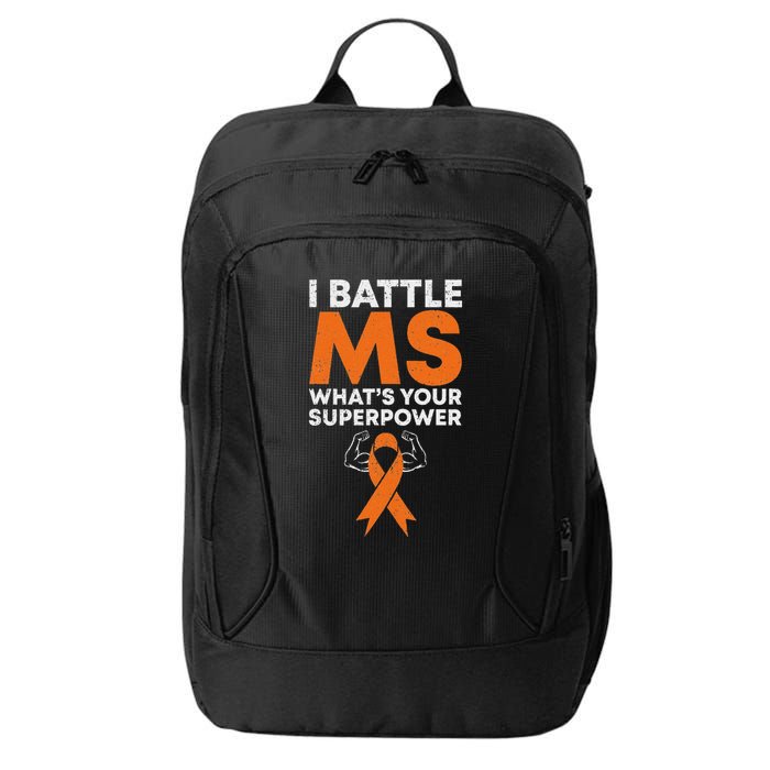 I Battle Ms WhatS Your Superpower Awareness Ribbon City Backpack