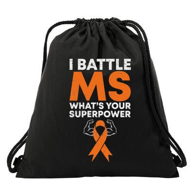 I Battle Ms WhatS Your Superpower Awareness Ribbon Drawstring Bag