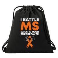 I Battle Ms WhatS Your Superpower Awareness Ribbon Drawstring Bag