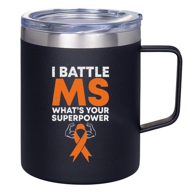 I Battle Ms WhatS Your Superpower Awareness Ribbon 12oz Stainless Steel Coffee Mug