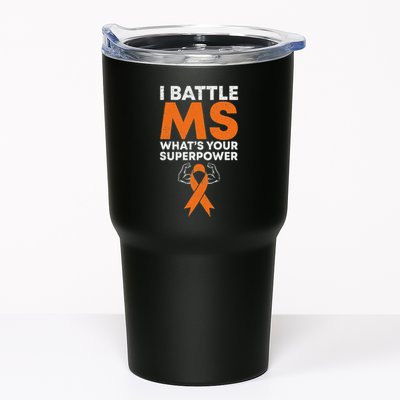 I Battle Ms WhatS Your Superpower Awareness Ribbon Tumbler